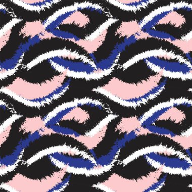 Moda tekstil, ev eşyaları, grafikler, arka planlar için soyut fırça desenli kürk tasarımı