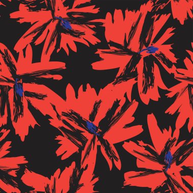 Çiçek fırçası darbeleri moda tekstil, grafik, arka plan ve el sanatları için pürüzsüz desen arka planı