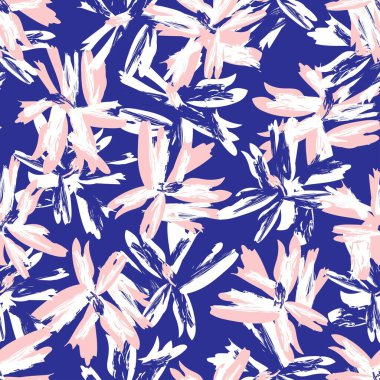 Çiçek fırçası darbeleri moda tekstil, grafik, arka plan ve el sanatları için pürüzsüz desen arka planı