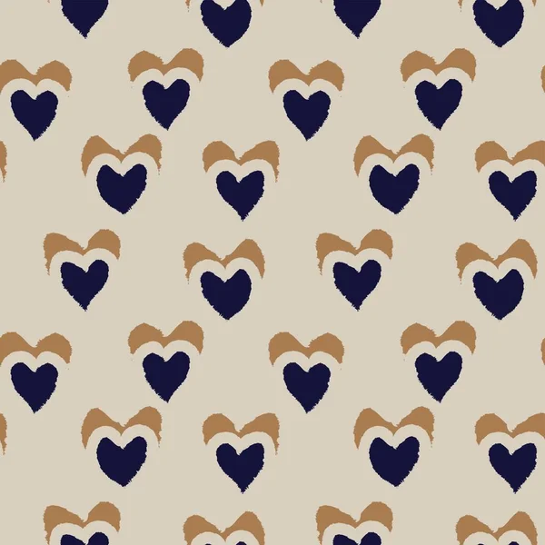 Heart Shaped Brush Stroke Seamless Pattern Design Fashion Textiles Graphics — Vetor de Stock