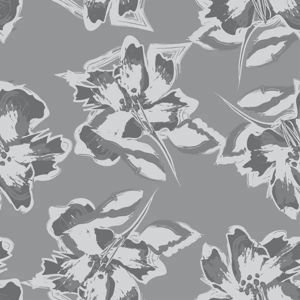 Coups Pinceau Floral Design Motif Sans Couture Pour Les Textiles — Image vectorielle