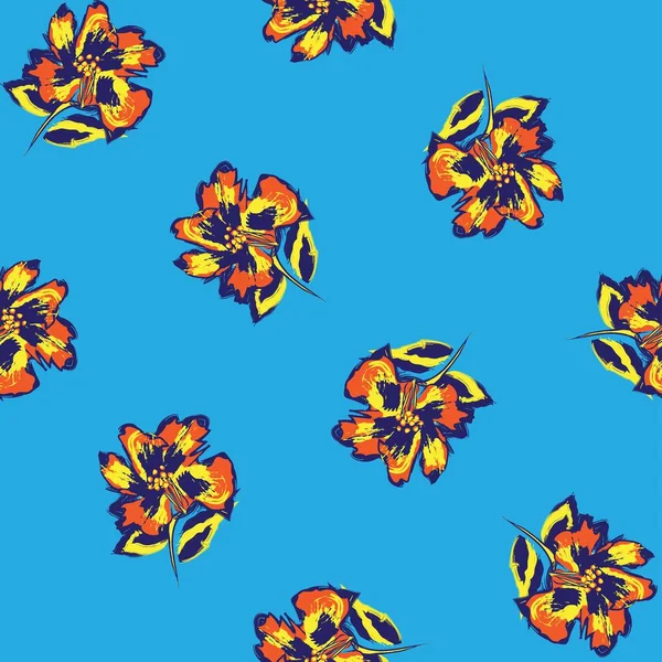 Coups Pinceau Floral Design Motif Sans Couture Pour Les Textiles — Image vectorielle