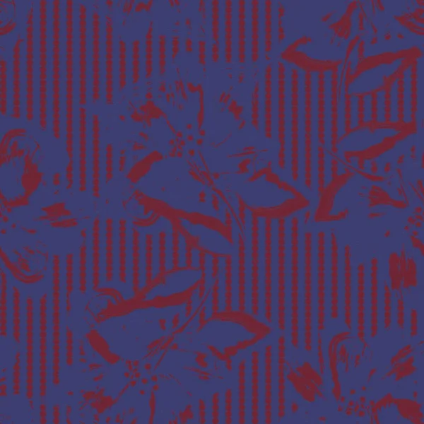 Цветочный Бесшовный Узор Полосатыми Текстурами Модного Текстиля Графики — стоковый вектор