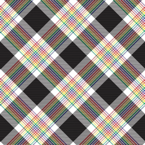 Rainbow Diagonal Plaid Tartán Texturizado Diseño Patrón Sin Costuras Adecuado — Vector de stock