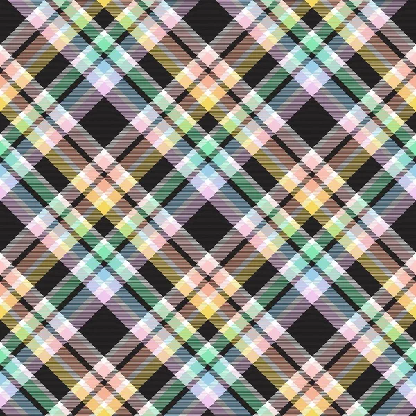 Rainbow Pastel Diagonal Plaid Tartan Texturé Design Sans Couture Adapté — Image vectorielle