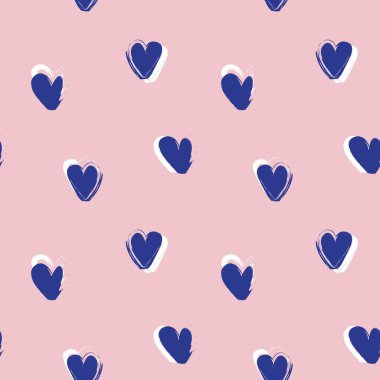 Kalp şeklinde fırça darbesi moda tekstil, grafik ve el sanatları için kusursuz desen tasarımı