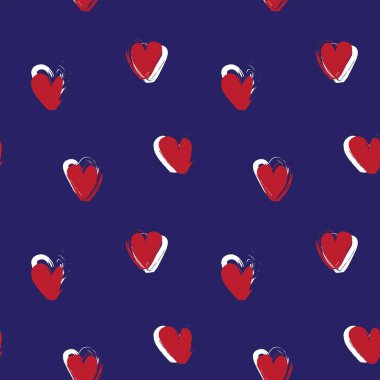 Kalp şeklinde fırça darbesi moda tekstil, grafik ve el sanatları için kusursuz desen tasarımı