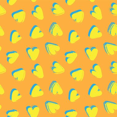 Kalp şeklinde fırça darbesi moda tekstil, grafik ve el sanatları için kusursuz desen tasarımı