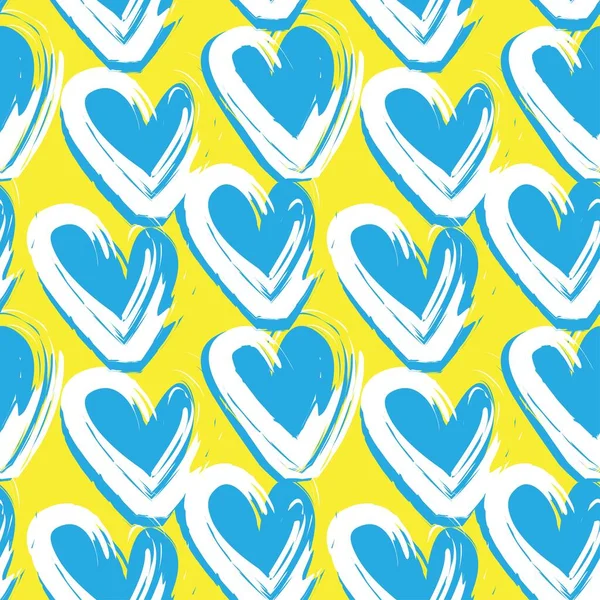 Heart Shaped Brush Stroke Seamless Pattern Design Fashion Textiles Graphics — 图库矢量图片