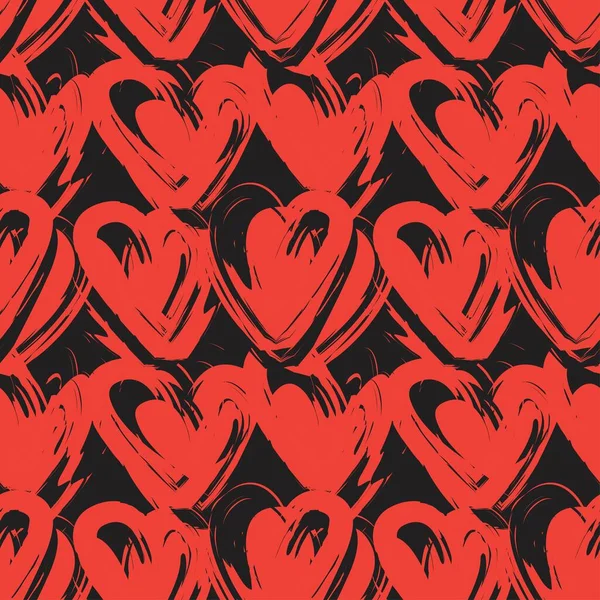 Heart Shaped Brush Stroke Seamless Pattern Design Fashion Textiles Graphics — Wektor stockowy