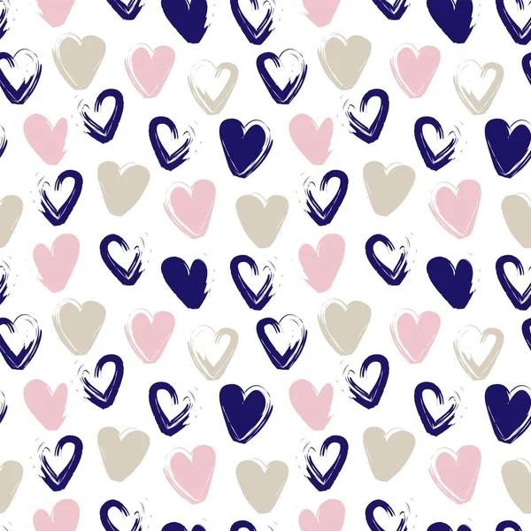 Heart Shaped Brush Stroke Seamless Pattern Design Fashion Textiles Graphics — Stock Vector