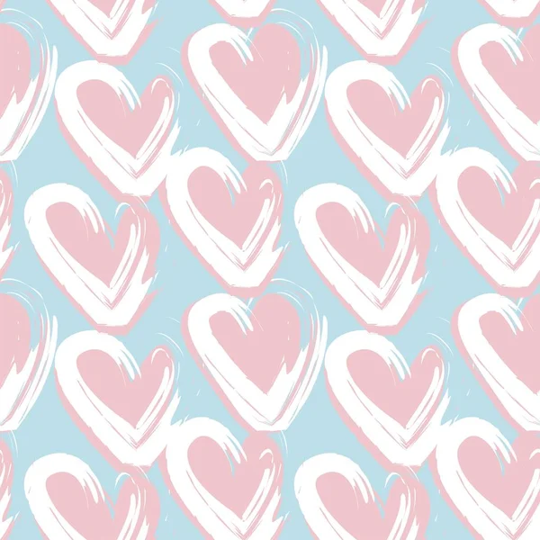 Heart Shaped Brush Stroke Seamless Pattern Design Fashion Textiles Graphics — Stockvektor