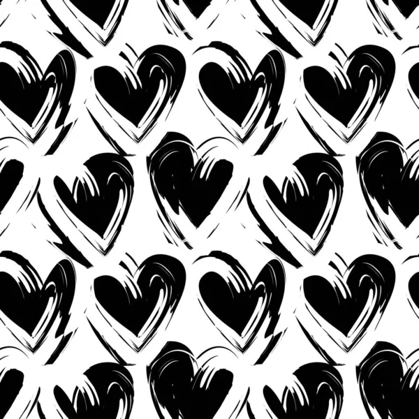 Heart Shaped Brush Stroke Seamless Pattern Design Fashion Textiles Graphics — Stockvektor