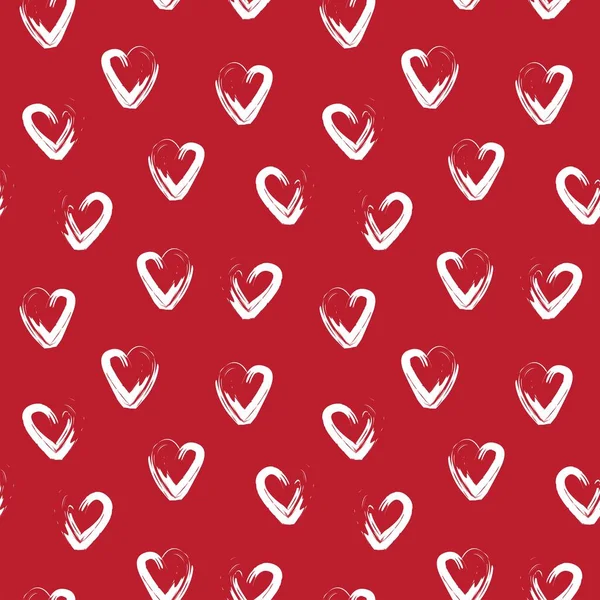 Heart Shaped Brush Stroke Seamless Pattern Design Fashion Textiles Graphics — Stock Vector