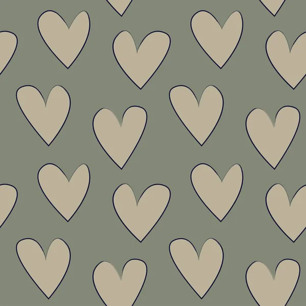 Heart Shaped Brush Stroke Seamless Pattern Design Fashion Textiles Graphics — Vetor de Stock