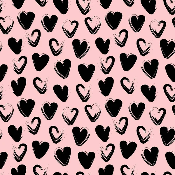 Heart Shaped Brush Stroke Seamless Pattern Design Fashion Textiles Graphics — Vettoriale Stock