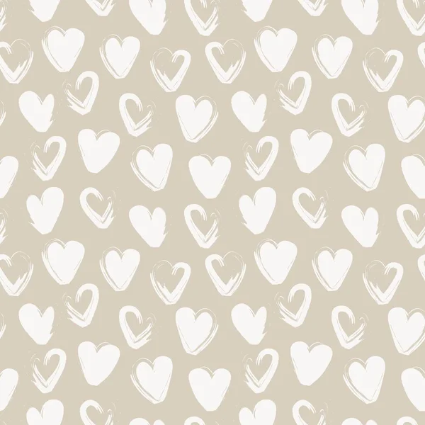 Heart Shaped Brush Stroke Seamless Pattern Design Fashion Textiles Graphics — Vetor de Stock