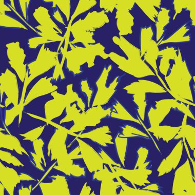 Moda tekstil, grafik ve el sanatları için Tropik Yaprak desenli fırça darbeleri