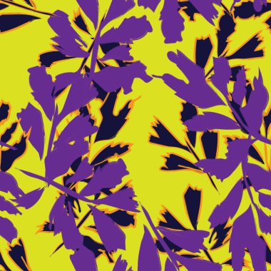 Moda tekstil, grafik ve el sanatları için Tropik Yaprak desenli fırça darbeleri