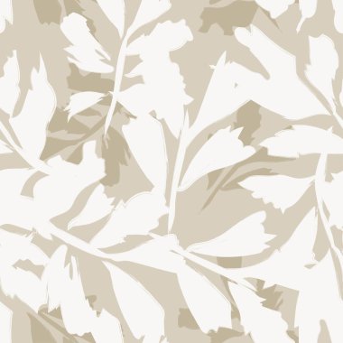 Moda tekstil, grafik ve el sanatları için Tropik Yaprak desenli fırça darbeleri