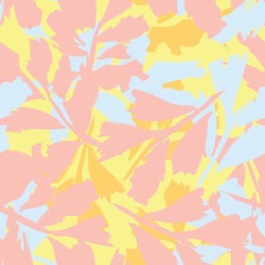 Moda tekstil, grafik ve el sanatları için Tropik Yaprak desenli fırça darbeleri