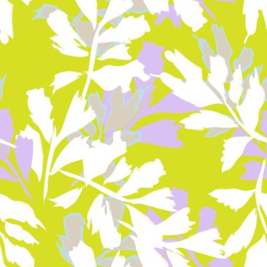 Moda tekstil, grafik ve el sanatları için Tropik Yaprak desenli fırça darbeleri