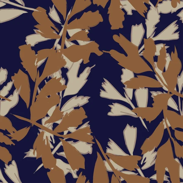 Brush Strokes Tropical Leaf Seamless Pattern Design Fashion Textiles Graphics — Stockvektor