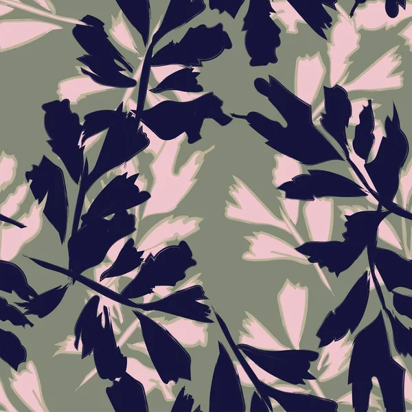 Moda tekstil, grafik ve el sanatları için Tropik Yaprak desenli fırça darbeleri