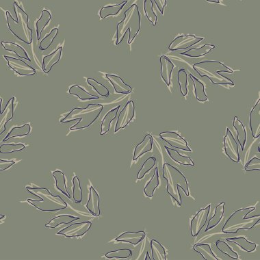 Moda tekstil, grafik ve el sanatları için Tropik Yaprak desenli fırça darbeleri