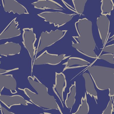 Moda tekstil, grafik ve el sanatları için Tropik Yaprak desenli fırça darbeleri