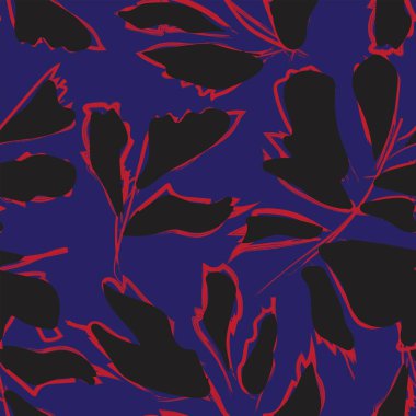 Moda tekstil, grafik ve el sanatları için Tropik Yaprak desenli fırça darbeleri