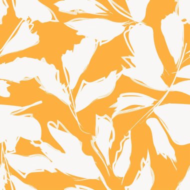 Moda tekstil, grafik ve el sanatları için Tropik Yaprak desenli fırça darbeleri