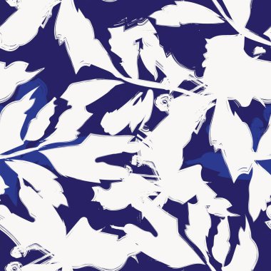 Moda tekstil, grafik ve el sanatları için Tropik Yaprak desenli fırça darbeleri