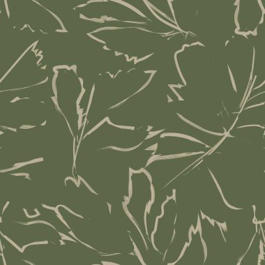 Moda tekstil, grafik ve el sanatları için Tropik Yaprak desenli fırça darbeleri