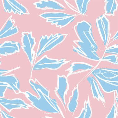 Moda tekstil, grafik ve el sanatları için Tropik Yaprak desenli fırça darbeleri