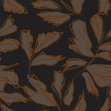 Moda tekstil, grafik ve el sanatları için Tropik Yaprak desenli fırça darbeleri