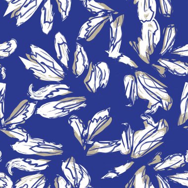 Moda tekstil, grafik ve el sanatları için Tropik Yaprak desenli fırça darbeleri