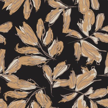 Moda tekstil, grafik ve el sanatları için Tropik Yaprak desenli fırça darbeleri