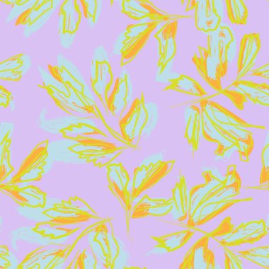 Moda tekstil, grafik ve el sanatları için Tropik Yaprak desenli fırça darbeleri