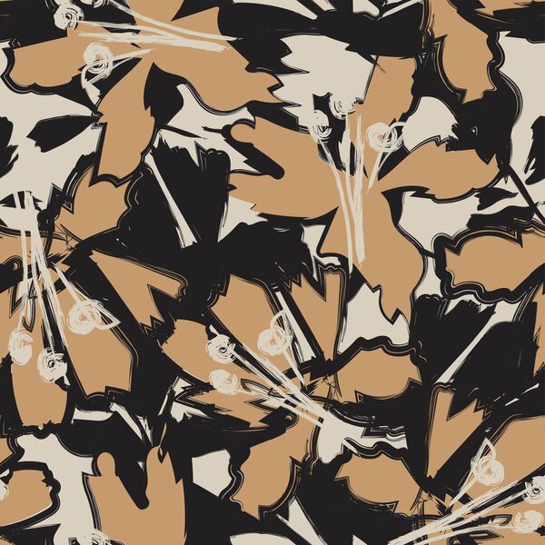 Floral brush strokes seamless pattern design for fashion textiles, graphics, backgrounds and crafts