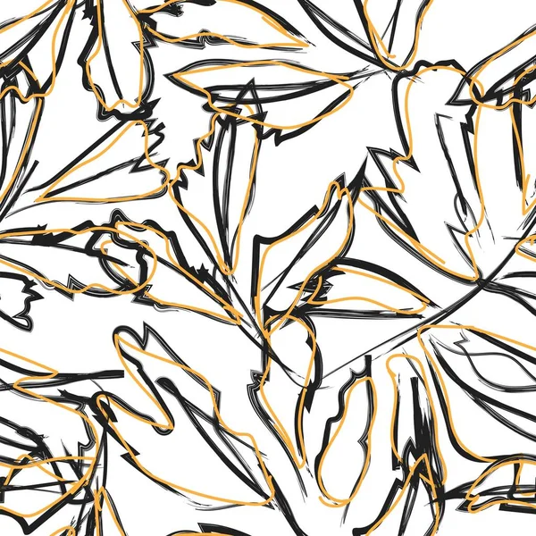 Brush Strokes Tropical Leaf Sömlös Mönsterdesign För Modetextilier Grafik Och — Stock vektor