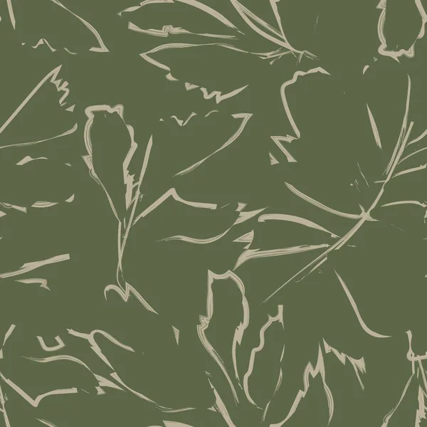 Brush Strokes Tropical Leaf Sömlös Mönsterdesign För Modetextilier Grafik Och — Stock vektor