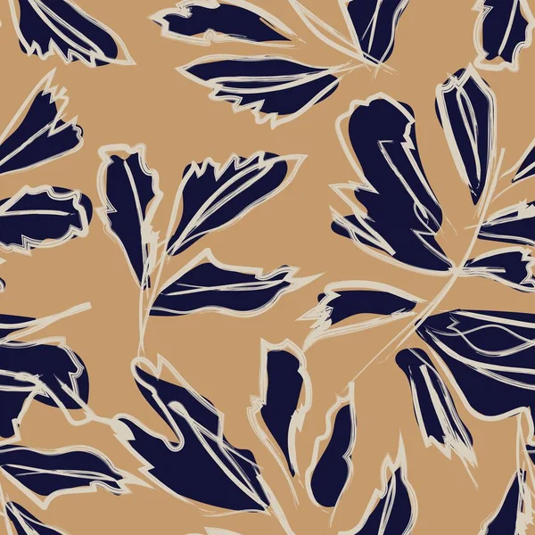 Moda tekstil, grafik ve el sanatları için Tropik Yaprak desenli fırça darbeleri