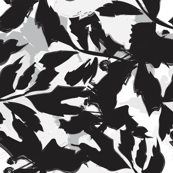 Pinselstriche Tropical Leaf Nahtloses Muster Design Für Modetextilien Grafiken Und — Stockvektor