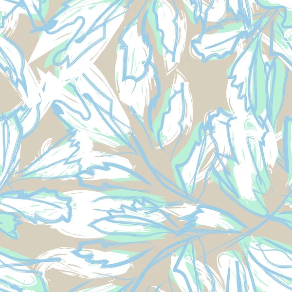 Brush Strokes Tropical Leaf Seamless Pattern Design Fashion Textiles Graphics — 스톡 벡터