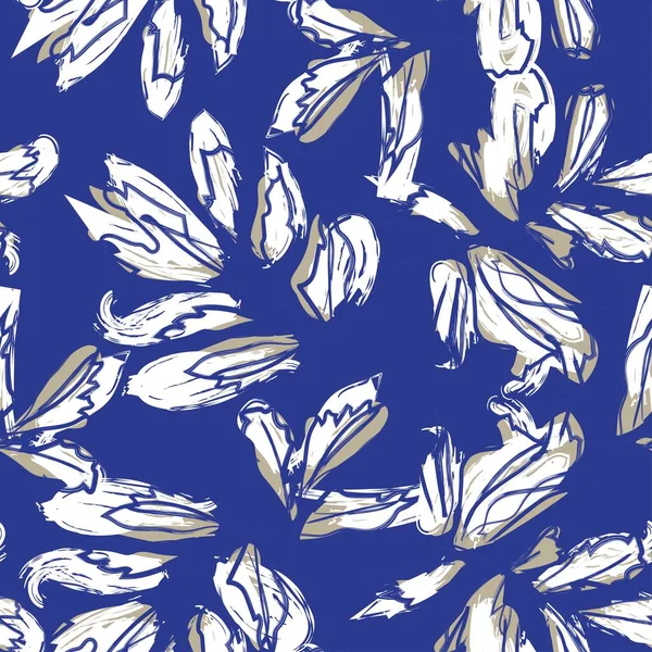 Moda tekstil, grafik ve el sanatları için Tropik Yaprak desenli fırça darbeleri