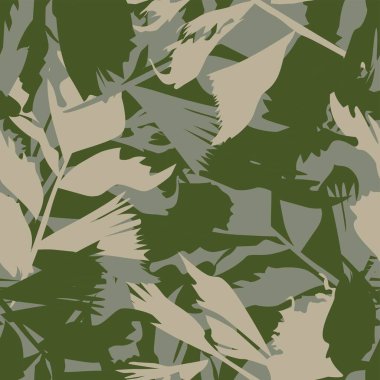 Moda tekstil, grafik ve el sanatları için Tropik Yaprak desenli fırça darbeleri