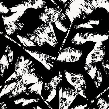 Moda tekstil, grafik ve el sanatları için Tropik Yaprak desenli fırça darbeleri