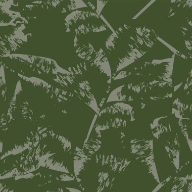 Moda tekstil, grafik ve el sanatları için Tropik Yaprak desenli fırça darbeleri