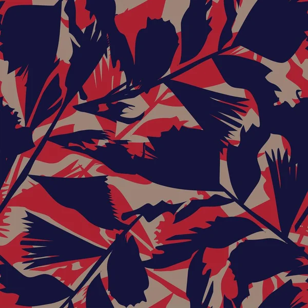 Moda tekstil, grafik ve el sanatları için Tropik Yaprak desenli fırça darbeleri